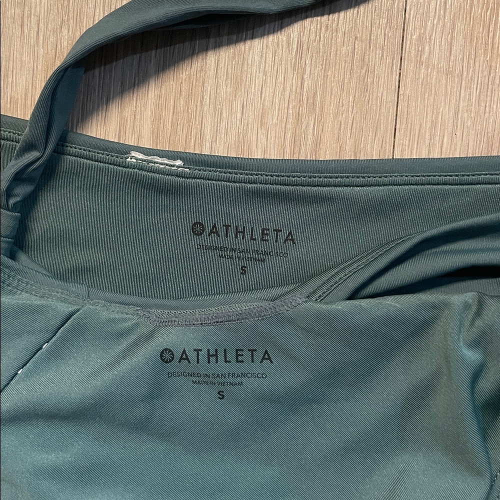 Athleta A-C Green Longline Plunge Bikini size small - Picture 5 of 6